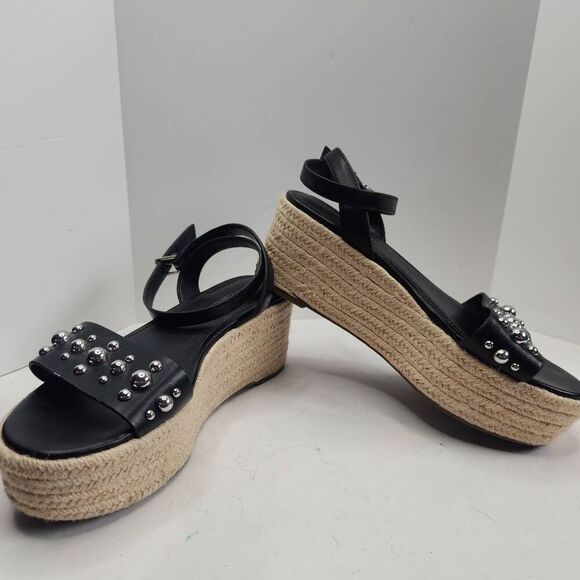 Marc Fisher Womens Black Joyce Espadrille Strappy Platform Sandal Size 6.5M - Picture 1 of 9